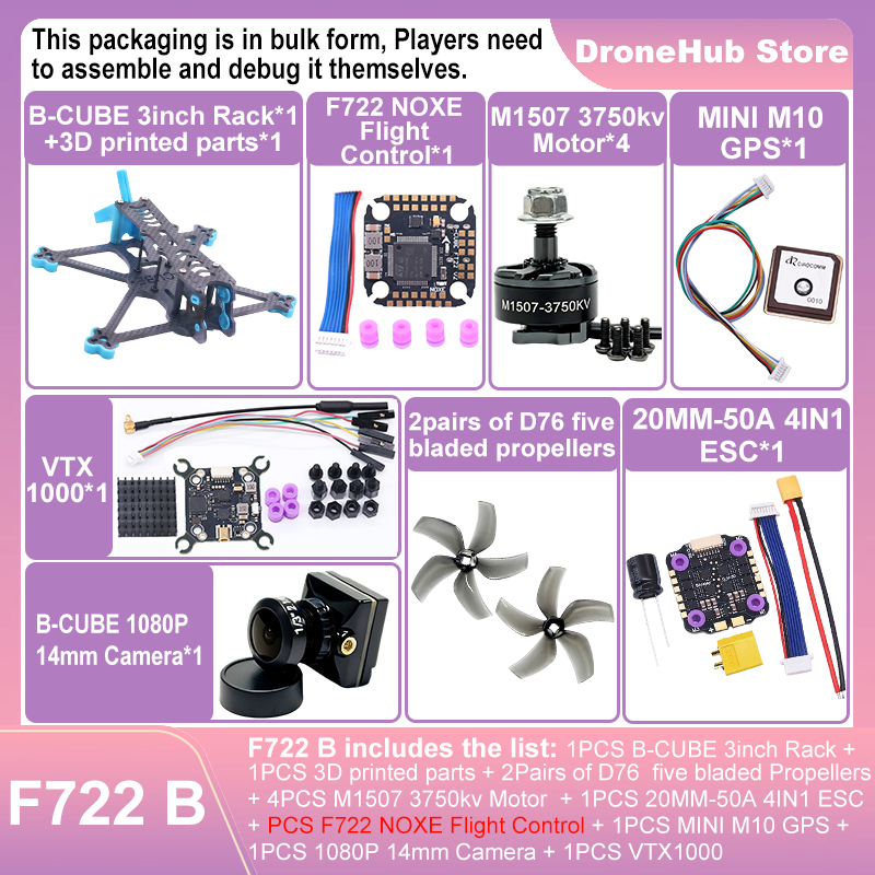 B-CUBE 3inch FPV Drone Frame K - đánh giá và giá Drone Kit Octocopter
