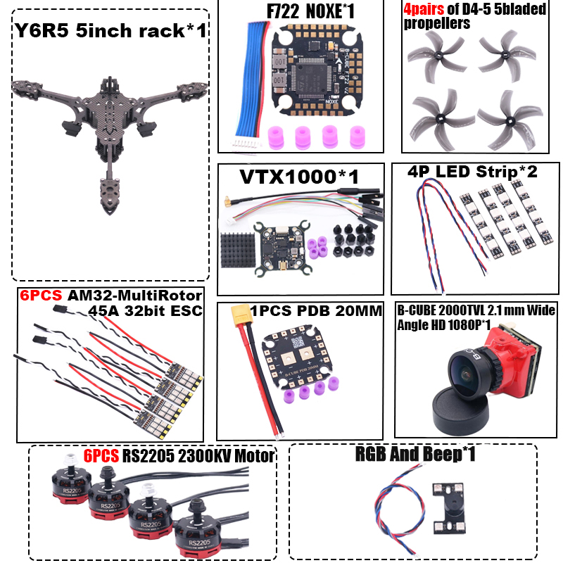 B-CUBE Y6R5 5inch FPV Drone Fr - đánh giá và giá Drone Kit Octocopter